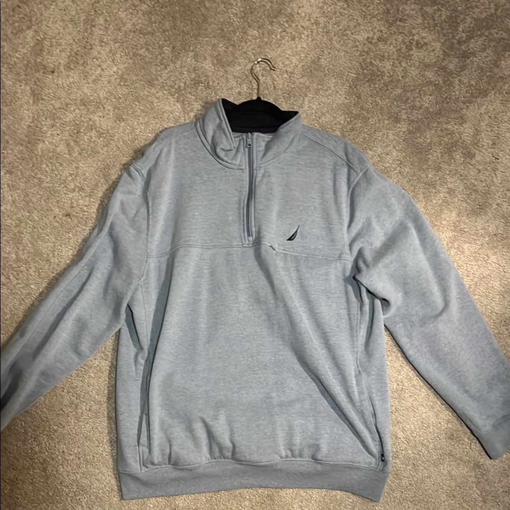 Nautica Men's Light Blue Quarter-Zip Sweater